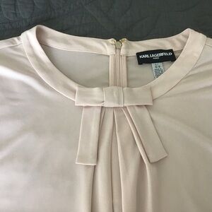 NWOT Karl Lagerfeld Bow Front Zip Neck Top